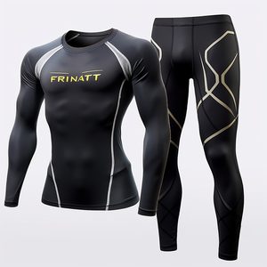 Ensemble de vêtements de compression personnalisés unisexes pour MMA, rashguard, pantalon long, rashguard de surf pour hommes et femmes - Vêtements d'arts martiaux - Product Image 4