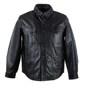 เสื้อหนังสำหรับผู้ชาย HMB-0466B แจ็กเก็ตมอเตอร์ไซด์สีดำเสื้อโค้ทแฟชั่นสำหรับนักขี่มอเตอร์ไซค์ - Product Image 1