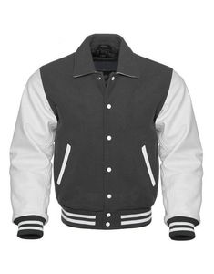 Veste varsity femme noire et blanche à blocs de couleurs contrastées avec manches en cuir - Product Image 5