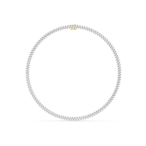Collier tennis en or jaune 14 carats avec diamants de laboratoire Eterna V-Set, taille marquise impériale, luxe - Product Image 1
