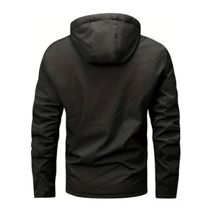 OEM Custom Men's Vintage <b>Denim</b> Stand Collar Front Logo Waterproof Breathable <b>Lightweight</b> Windbreaker <b>Jacket</b> Outdoor - Product Image 2