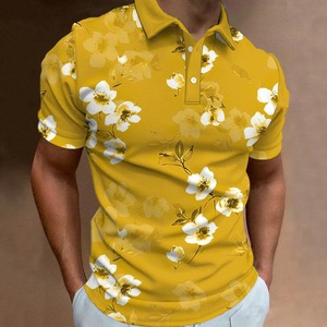 Polo informal de manga corta con estampado de flores y botones para hombre, jersey de moda, ropa de gran tamaño, ropa de Golf para hombre - Product Image 6