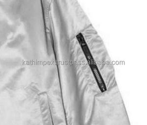 Trending Custom Satin Bomber <b>Lightweight</b> Gray <b>Jacket</b> for <b>Men</b> Ribbed Hem Side Waist Pockets Zipper Closure For Daily Wear - Product Image 4