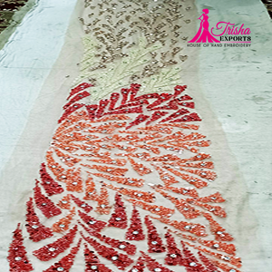 Embroidered Beaded <b>Net</b> <b>Fabric</b> for Cultural Wear Woven Technique Embroidery <b>Fabric</b> Product Category - Product Image 1