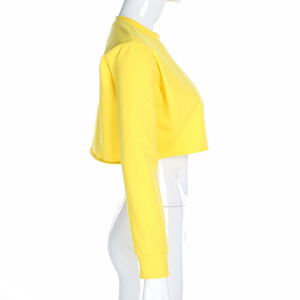 Top corto informal personalizado para mujer, sudaderas con capucha, chaqueta con capucha de lona de algodón con cremallera lavada Vintage en blanco, ropa de calle de alta calidad - Product Image 5
