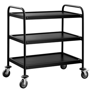 Catering <b>Trolley</b> - Commercial Service & Clearing <b>Trolley</b> - Heavy Duty - 800x500mm - 3 Tier - <b>Black</b> - Product Image 3