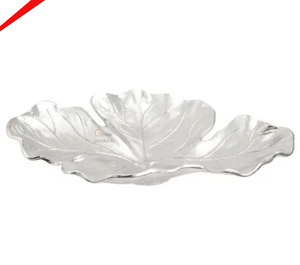 Plateau de service fini argent en acier inoxydable métal design feuille le plus vendu pour hôtels et restaurants - Product Image 5
