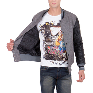 Chaqueta universitaria para hombre más vendida en estilo Streetwear Logotipo personalizado en manga de cuero Cuello levantado Servicio OEM disponible - Product Image 5