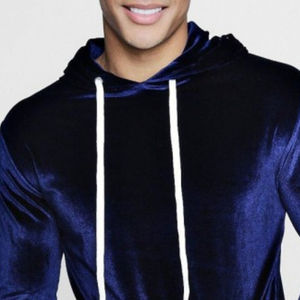 2025 Latest Custom Blank Velvet <b>Velour</b> Pullover Good Quality Men's Plain Dyed <b>Hoodies</b> Wholesale for Winter Season - Product Image 2