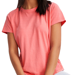 เสื้อยืดแขนสั้นผ้าฝ้าย 100% แบบเรียบ พิมพ์โลโก้ได้ตามต้องการ คอกลม เสื้อยืดผู้หญิงสำหรับฤดูร้อน - Product Image 3