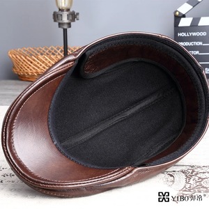 Sombrero de cuero genuino para hombre, gorra de cuero de invierno para adultos, sombrero cálido para Elder Papa, Viseras para hombre, gorra cálida, protección para los oídos, - Product Image 2