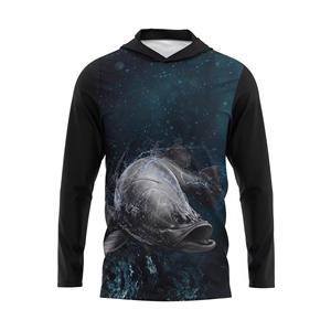 Vente en gros de chemise de pêche à capuche à manches longues séchage rapide 100% polyester UPF 50 Service OEM antibactérien disponible - Product Image 2