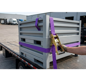 Versatile 38mm Purple Polyester High-Strength Ratchet Strap Tie Cam Buckle Metal Hook Transportation Cargo Securing Strap - Product Image 3