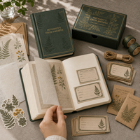 Kit de démarrage LABON pour journal botanique A5 personnalisé avec carnet à couverture rigide verte pour le bureau, l'école, le journalisation et les cadeaux de marque