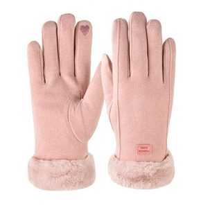 Guantes gruesos de felpa de invierno para mujer, guantes cálidos de gamuza a la moda para exteriores, guantes de conducción con pantalla táctil para mujer, mitones deportivos para ciclismo - Product Image 1