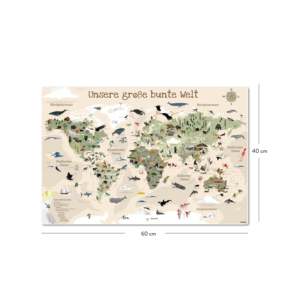 Alfombrilla de Escritorio con Mapa del Mundo para Niños, Versión Beige, 60x40 cm, para el Aprendizaje y la Creatividad - Product Image 6