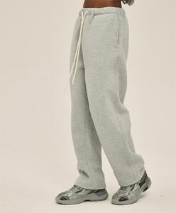 Men's Casual Flare Sweatpants with Heavy <b>Weight</b> Cotton Straight Wide <b>Leg</b> Custom Embroidery Print Logo-Fleece Jogger Trousers - Product Image 3