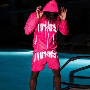 Custom Men Clothing <b>Zip</b> up Sweatsuits Print Logo Two Piece Sets Streetwear Men Windbreaker Tracksuit Men Jacket and <b>Shorts</b> Set - Product Image 3