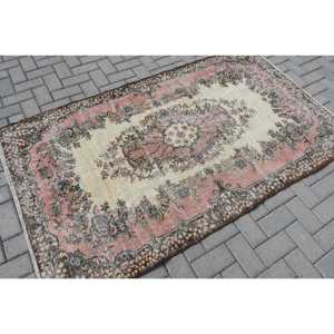 Tapis turc 3,9x6,6 pieds, rouge brun, vintage, en laine persane, avec design patchwork, envers en latex écologique - Product Image 2