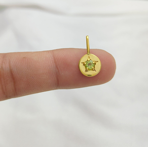 ธรรมชาติ Peridot จี้เงิน 925 4 มม.หินเกิดธรรมชาติ 18K ทอง Vermeil 925 เงินสเตอร์ลิงชุดชาร์มหินเกิด - Product Image 1