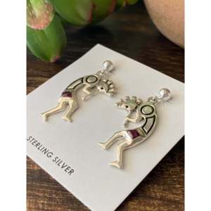 Navajo Handmade <b>Post</b> Dangle Purple Spiny Oystercatcher Sterling Silver Kokopelli Turquoise Amethyst Drop Animal Water Drop - Product Image 4