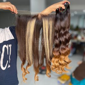 Extensions de cheveux humains vietnamiens couleur ombre rebondissante de haute qualité avec prix de gros frontale et paquet 2025 - Product Image 1