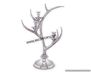 Bougeoir en Nickel Plaqué avec Motif de Bois de Cerf, Poli Brillant, Meilleure Qualité, Design Élégant, Luxe, Vente en Gros, Bougeoir Moderne - Product Image 3