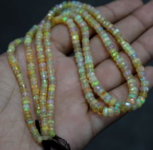 ลูกปัดโอปอลจากไฟโอปอลจากเอธิโอเปียนธรรมชาติหลากสีทรงกลมขนาด4X6MM 15นิ้วเครื่องประดับทำลูกปัดหลวม - Product Image 3