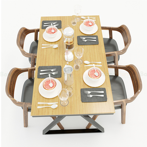 BFBA014-Minimalist 140x80cm Dining <b>Table</b> Trapez 2 <b>Bamboo</b> Wood with Iron Legs Sintered Stone Oval Dining <b>Table</b> - Product Image 3