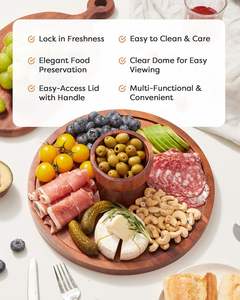 Bandeja de Madera Ecológica Clásica y Elegante de Alta Calidad con Tapa, Soporte para Pastel, Apta para Lavavajillas y Microondas, Decoración para Fiestas, Frutas y Postres - Product Image 6