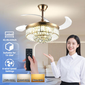 52インチモダンアメリカンデザインLED天井ファン静かな3ブレードDCモーターゴールドシルバーカラーリバーシブルリモコン大型ライト - Product Image 5