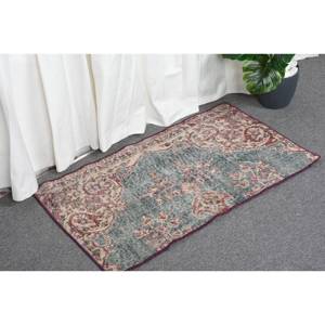 Vintage 1.6 X 2.8ft vert et Beige tapis en laine turque tissage plat Patchwork motif pour décorations de salon Latex soutenu - Product Image 3