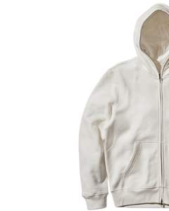 Sweat-shirt unisexe à capuche zippée en molleton de coton épais blanc uni avec poches kangourou et capuche à cordon de serrage, décontracté, OEM - Product Image 3