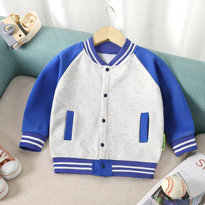 Veste universitaire unisexe pour enfants en tricot écologique, respirante et coupe-vent, en polyester/coton, doublée de polaire, style streetwear - Product Image 2
