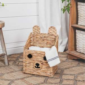 Venta caliente diseño moderno cuadrado respetuoso con el medio ambiente cesta de Pascua adorable forma de oso jacinto de agua tejido tamaño personalizado almacenamiento para niños - Product Image 1