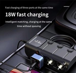 Adaptateur de chargeur de voiture universel 3 ports USB avec chargeur allume-cigare Type C pour voitures 12-24V - Product Image 3