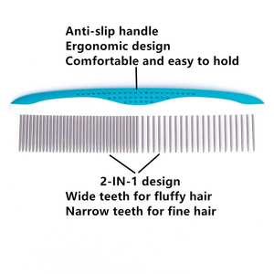 Peine Versátil para Mascotas con Mango de Acero Inoxidable para Eliminar el Pelo Suelto, Diseño Duradero, Funciones de Cepillo Láser y de Limpieza - Product Image 3