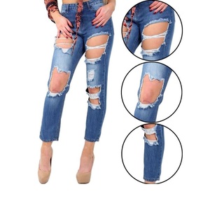 Best Selling Street Vintage Streetwear Destroyed <strong>Light</strong> <strong>Wash</strong> Baggy Straight Leg Ripped <strong>Women's</strong> <strong>Jean</strong> Customized Brand From BD - Product Image 1