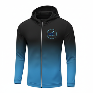 Veste de sport d'extérieur pour homme, imprimée, à séchage rapide, 100% polyester, fermeture éclair intégrale, sweat à capuche, manches longues élastiques, cyclisme - Product Image 1