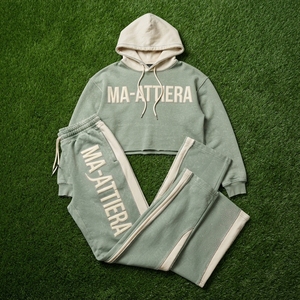 Custom <b>Women</b> Sage Green Acid Wash Cropped Hoodie Wide Leg <b>Jogger</b> Set Cotton <b>Fleece</b> Streetwear Tracksuit OEM - Product Image 6