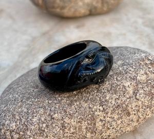 Natural <b>Black</b> <b>Onyx</b> Gemstone <b>Ring</b> Lord Ganesha Hand Carved Statement <b>Ring</b> Special <b>Black</b> <b>Onyx</b> Unique Jewelry - Product Image 5