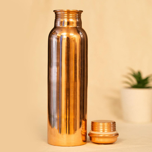 Pure Copper Water Storage Bottle | Hammered Finish Ayurvedic Copper Water <b>Flask</b> for Healthy Living - Product Image 1