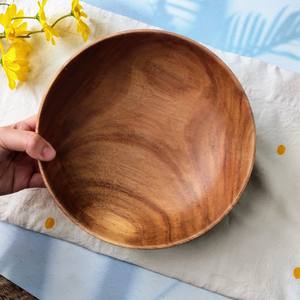 Bol en ACACIA naturel 100%, bol de service pour fruits, salade, accessoires décoratifs DESIGN VINTAGE artisanat vietnamien - Product Image 4