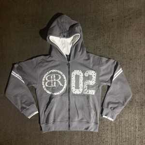 Survêtement personnalisé en gros pour hommes et femmes, sweat-shirt oversize et pantalon évasé à double taille avec broderie délavée, survêtements uniques à rayures - Product Image 3