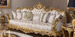 ชุดโซฟาทำจากไม้มะฮอกกานีแข็งพร้อมการแกะสลักด้วยมือและหุ้มเบาะสำหรับใช้ในร่ม - Product Image 5