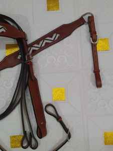 Coraza occidental ecuestre duradera de calidad superior, cuero brillante tallado de acero inoxidable, caballete elegante para montar - Product Image 3