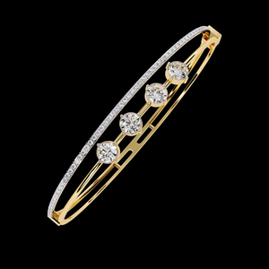 Qualité brillante et forme ronde Bracelet en diamant Moissanite en or massif 10k à 18k à quatre broches disponibles sur mesure - Product Image 1