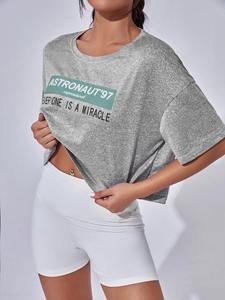 T-shirt d'été en coton personnalisé pour femmes T-shirt décontracté de couleur unie de haute qualité - Product Image 5