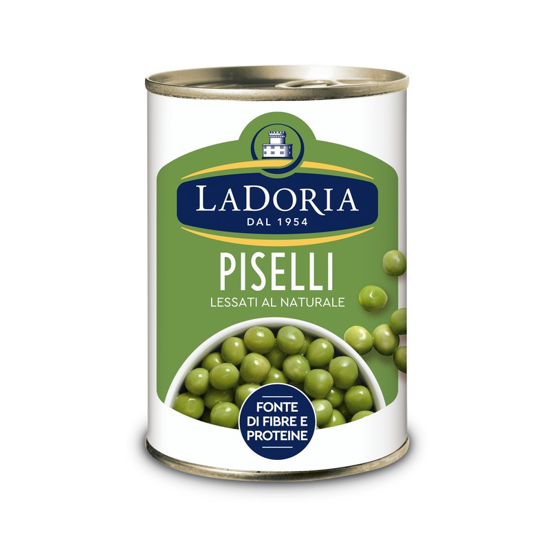 Alta qualità Made In Italy La Doria piselli in lattine easy-open 24x400g lavorazione al vapore senza sale aggiunto per l'esportazione