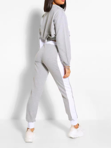 Ensemble survêtement personnalisé en coton 100% 360 GSM brodé, sweat-shirt à capuche court, pantalon de survêtement, streetwear, hiver, dentelle unie, pour femmes - Product Image 5